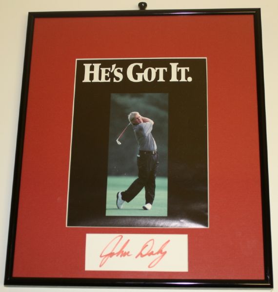 John Daly Signed 1995 British Open Ball & Daly Framed Cut Signature "Hes Got It"