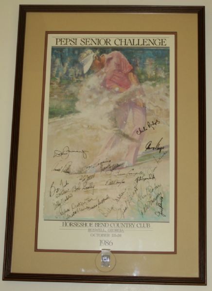 1986 Senior Tour Event Poster Signed by Palmer, Player, Wall, Boros and Many More