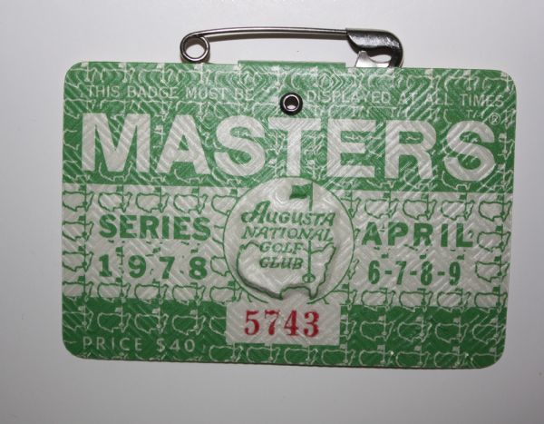 1978 Masters Tournament Badge