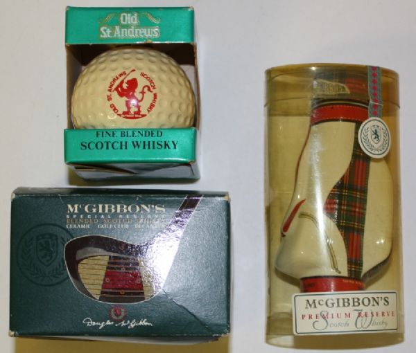 McGibbons Scotch/Old St Andrews Scotch Whisky Golf Bag, Club Decanter, and Ball