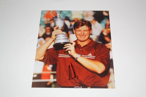 8x10 Photo Signed by Ernie Els British Open Trophy shot