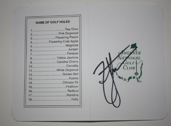 Masters Score Card Signed by Zach Johnson