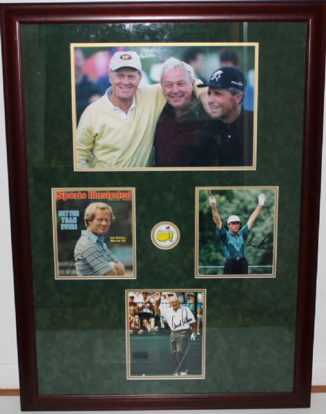 The Big Three Deluxe Framed Display of Palmer, Player, Nicklaus JSA FULL LETTER