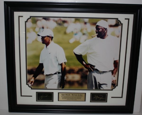 Tiger Woods and Michael Jordan 16 X20 w/Facsimile Autographs