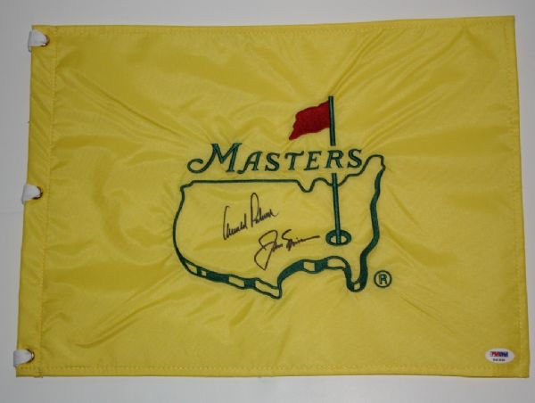 Jack Nicklaus and Arnold  Palmer Masters Flag With PSA Full Letter of Authenticity