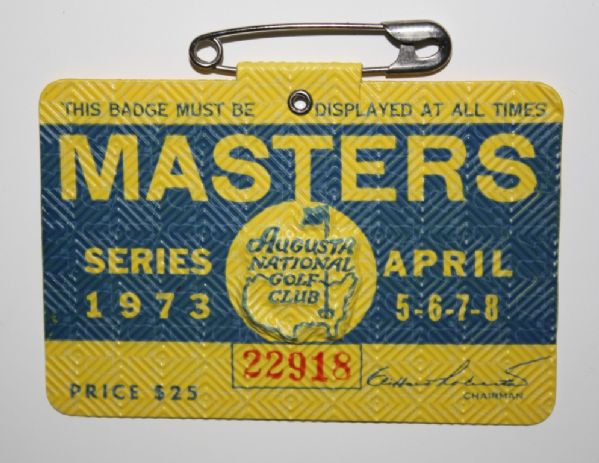 1973 Masters Tournament Badge