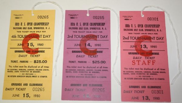 3 1980 US Open Tickets - Nicklaus Wins