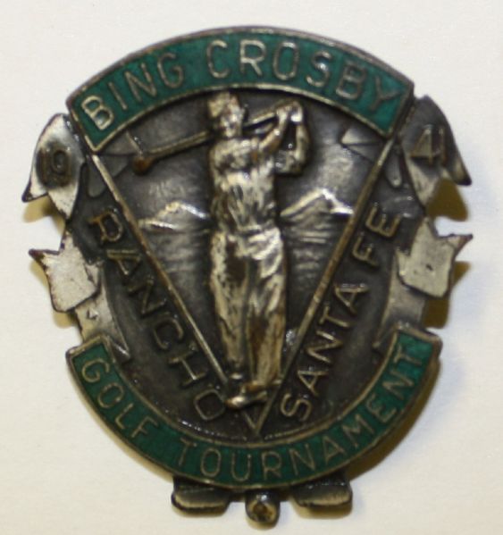 1941 Bing Crosby Golf Tournament Contestant Pin won by Sam Snead