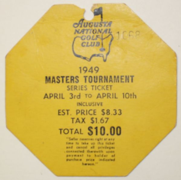 1949 Masters  Series Ticket - Sam Snead's First Masters Victory!