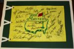 Masters flag signed By 29 Champions Including Many Key Deceased + TIGER JACK ARNIE WATSON JSA COA