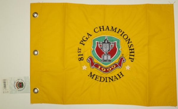 1999 PGA Medinah Flag with Original Price Label Tiger's Second Major Win