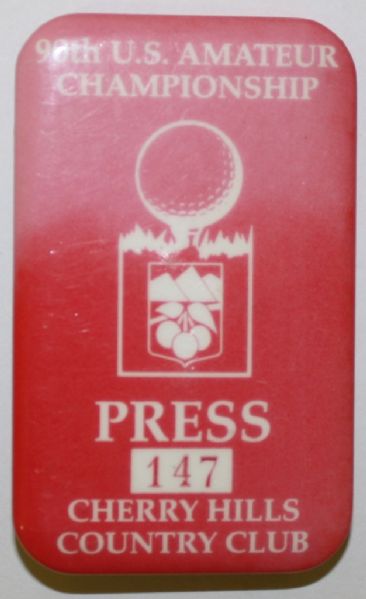 1990 US Amateur Championship Press Badge - Phil Mickelson Victory