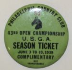 1939 US Open Badge - Rarely seen green complimentary ticket -  NELSONS WIN & SNEADS COLLAPSE
