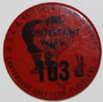 1940 US Open Championship Contestant Wife Badge from Canterbury Golf Club Lawson Little Withstands Sarazens Charge