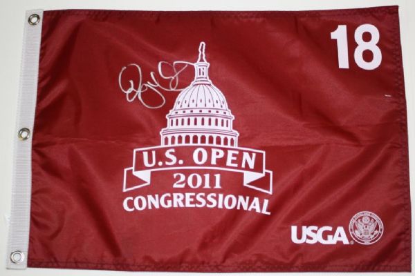 Rory McIlroy Autographed Red US Open Flag