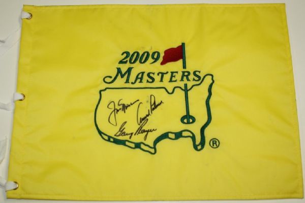 Big Three Autographed Masters Flag - Nicklaus, Palmer, and Player