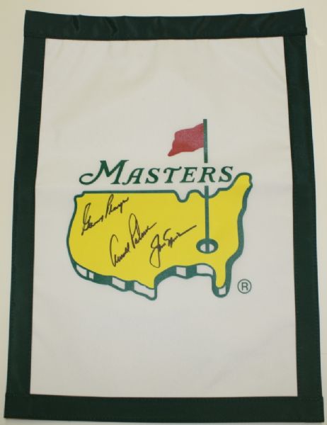 Masters Garden Flag Signed by the 'Big Three' - Gary Player, Arnold Palmer, and Jack Nicklaus