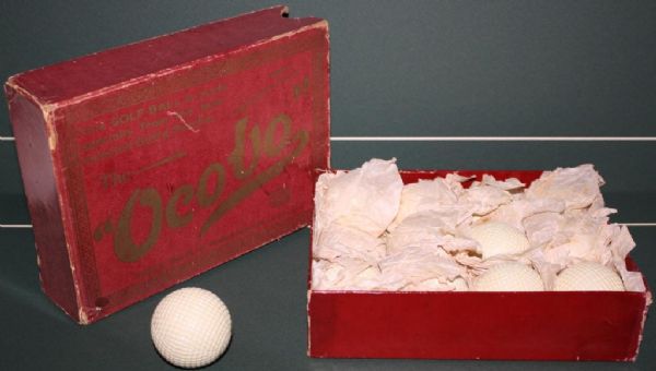 Ocobo Gutta Percha Golf Balls Pristine DOZEN in Original Box FINEST KNOWN 
