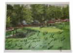 Masters Canvas Print signed by 34 Champions Woods, Jack, Arnie, & Seve - PSA