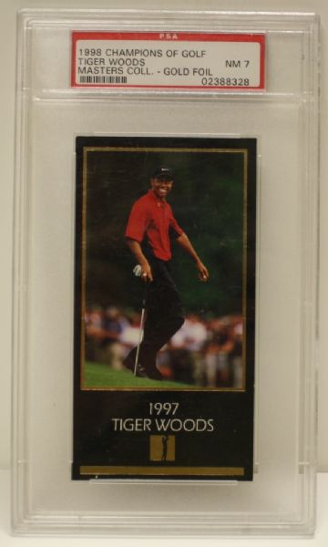 1998 Grand Slam Ventures Foil Tiger Woods Rookie Card PSA Slabbed NM7