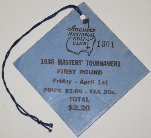 1938 Masters Ticket - First Round  Friday #1301