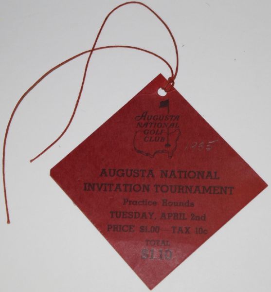 1935 Augusta National Invitational (Masters) Ticket - Tuesday April 2nd - Top condition!