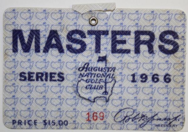 1966 Masters Badge - Nicklaus Wins - Low Number #169 and Missing Pin
