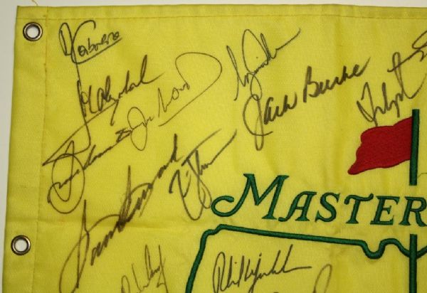 Undated Masters Flag Signed by 34 Masters Champs One of Finest Flags Known - JSA and PSA