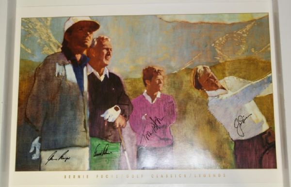 Nicklaus, Palmer, Player, and Watson Signed Bernie Fuchs Skins Game Print