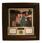 Sergio Garcia & Jose Maria Olazabal Framed Autographed Masters Scorecards w/Photo JSA COA