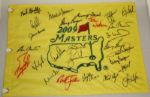 Fuzzy Zoellers Masters Flag Center Signed By Nicklaus, Palmer, Woods W/Watson and Mize (24 Champs) JSA COA