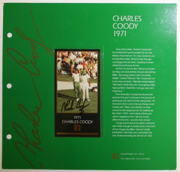 Charles Coody Grand Slam Ventures AlbumPage w/Signed Gold Foil 1971 Coody Card