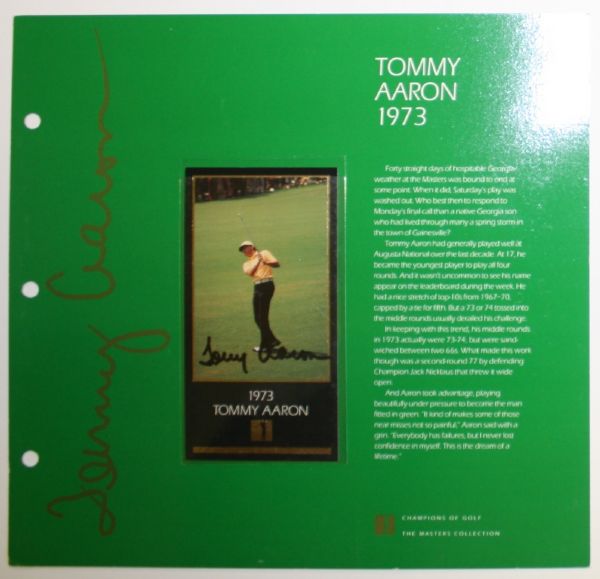 Tommy Aaron Grand Slam Ventures Album Page w/Signed Gold Foil 1973 Aaron Card