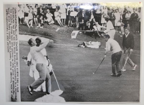 Jack Nicklaus Wire Photo Winning Putt 1966 Masters