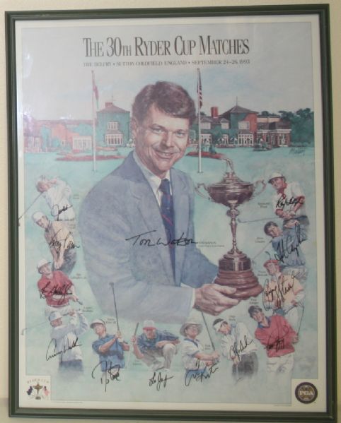 1993 Belfry Official Ryder Cup Poster Signed by Team and Captain - Framed