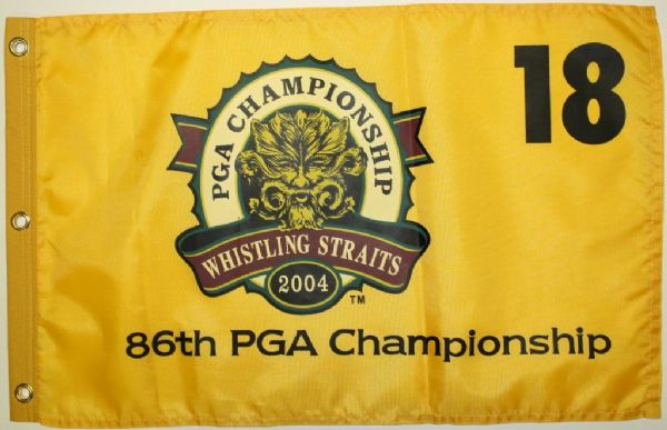 2004 PGA Championship Whistling Straits Yellow Screen Flag - 86th - Vijay Singh Winner