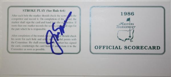 Jack Nicklaus Signed 1986 Masters Scorecard