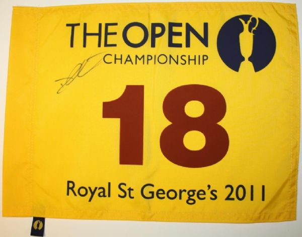 Darren Clarke Signed 2011 Briitsh Open Flag - Royal St. George's