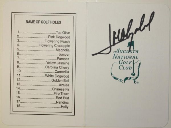 Jose Maria Olazabal Signed Augusta National Golf Club Scorecard