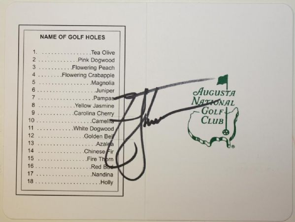 Zach Johnson Signed Augusta National Golf Club Scorecard