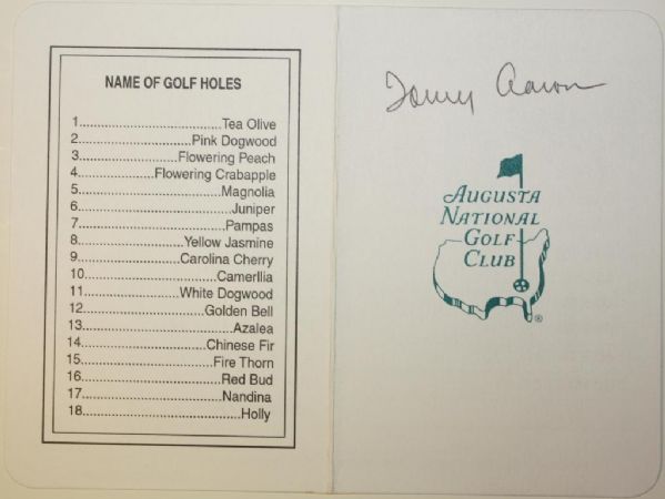 Tommy Aaron Signed Augusta National Golf Club Scorecard