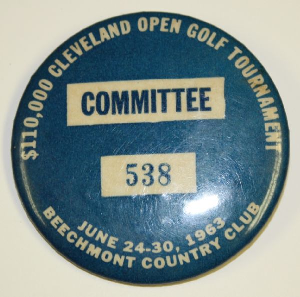 The Inaugural Cleveland Open Commitee Badge Arnold Palmers 40th PGA Victory