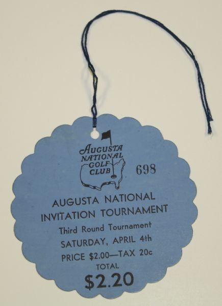 1936 Masters Ticket-Provenance Bobby Jones Neighbors