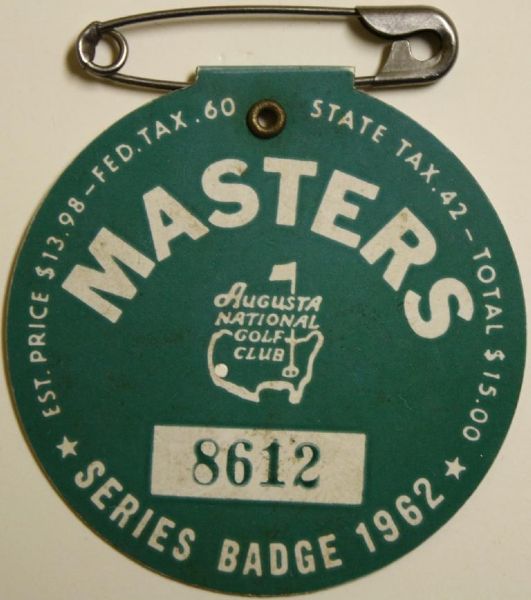 1962 Masters Badge-Arnold Palmers Third Masters Win