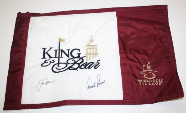 King and Bear Course Used Flag signed By Jack and Arnie JSA COA