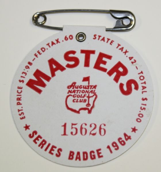 1964 Masters Badge #15626-Palmers 4th Win at Augusta!