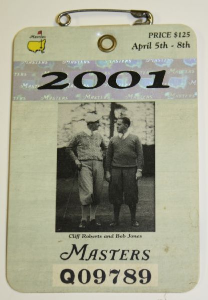 2001 Masters Badge-Woods Completes Tiger Slam