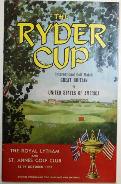 1961 Ryder Cup Program from Royal St Annes Nice Shape-Arnold Palmers First Event