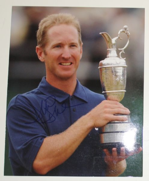 David Duval Autographed 8x10 with Open Championship Trophy JSA COA