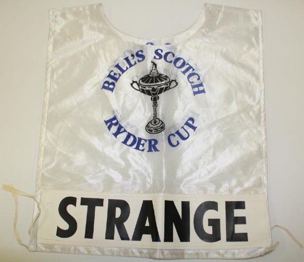 Match Used Curtis Strange Ryder Cup Caddy Bib -w/Accompanying Book Ryder Cup 85